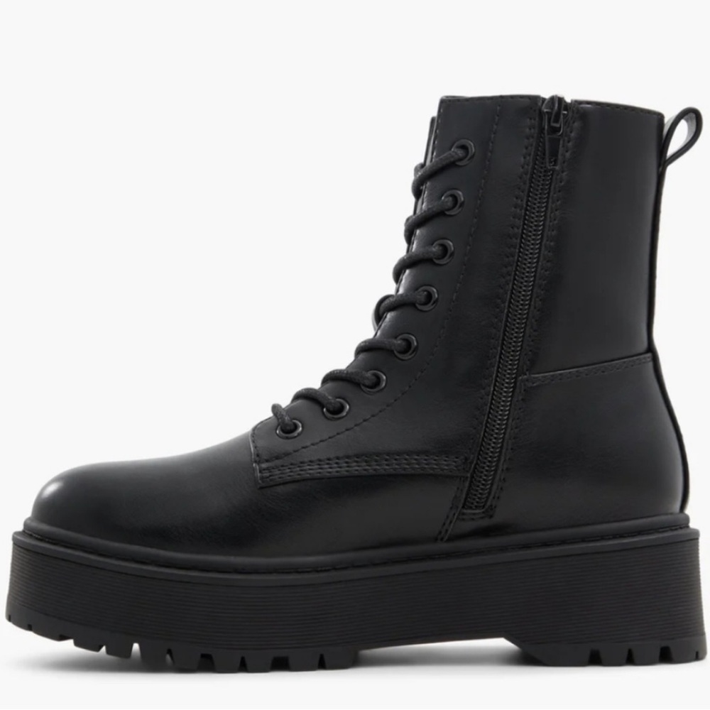Call it Spring Jaydn Platform Combat Boots 7.5 Black Vegan Leather - Picture 2 of 9